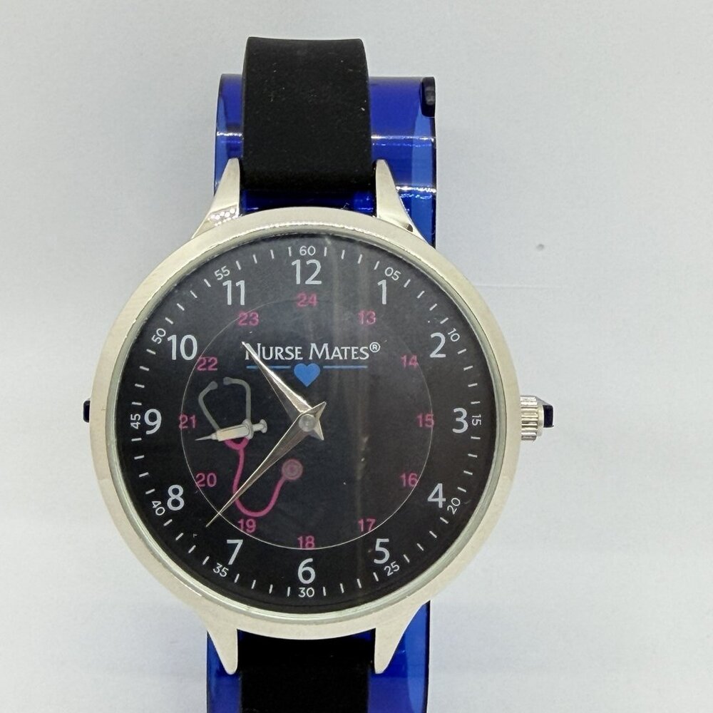 Nurse Mates women's nurse watch water-resistant silicone strap -Black